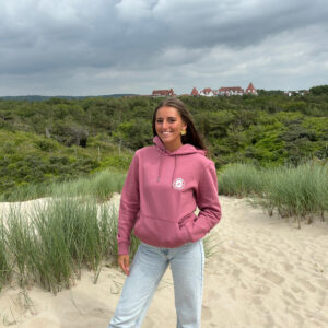 Sweat à capuche rose logo blanc