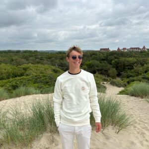 Sweat blanc Ojem avec logo beige