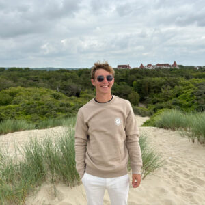 Sweat beige Ojem avec logo blanc