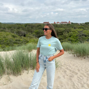 Tee-shirt vert sauge avec logo jaune Ojem